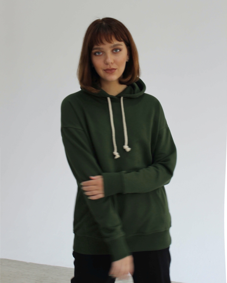 Худі оливкового кольору з написом у вигляді кола