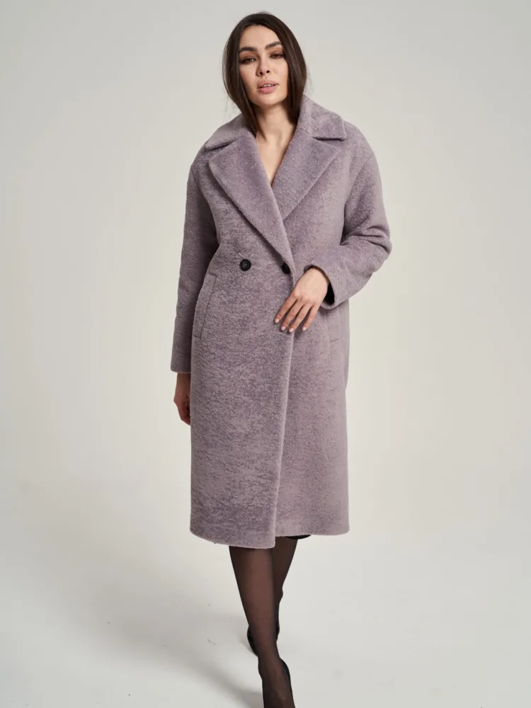 Пальто Данія кольору лілак на утепленні