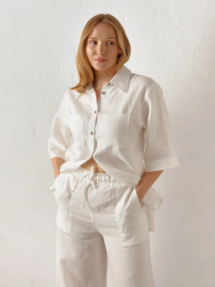 Pandora linen suit in white color