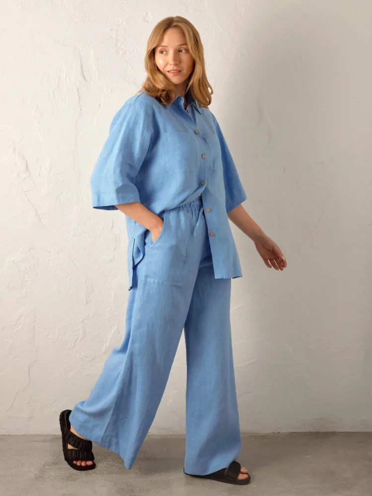 Pandora linen suit in blue color