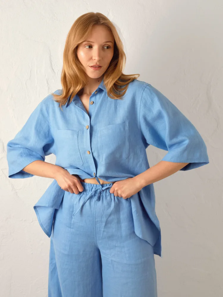 Pandora linen suit in blue color