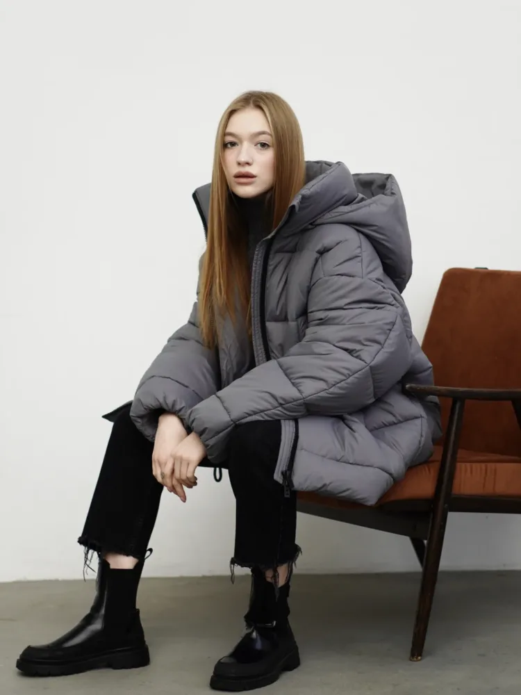 Down jacket in gray color