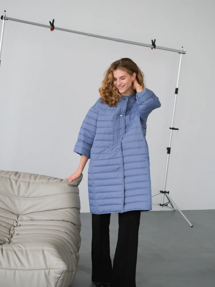 Blue quilted coat