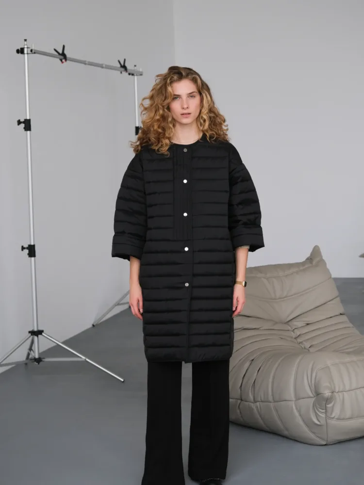 Black quilted coat