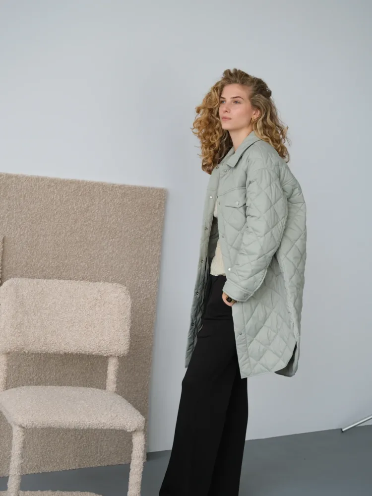 Пальто-сорочка світло-зеленого кольору