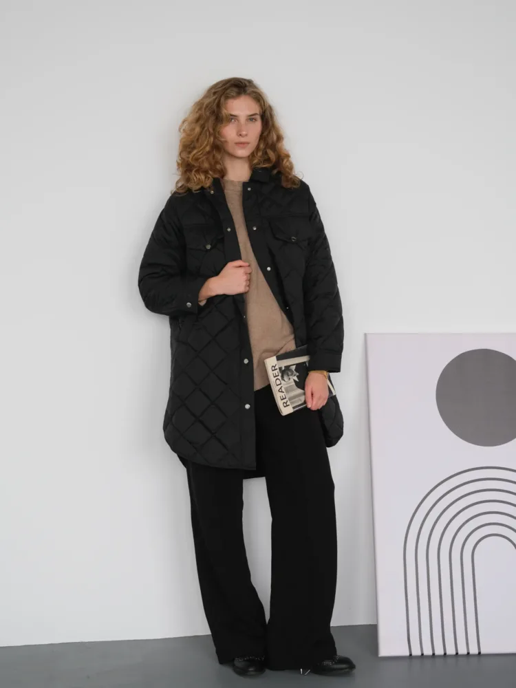 Пальто-сорочка чорного кольору