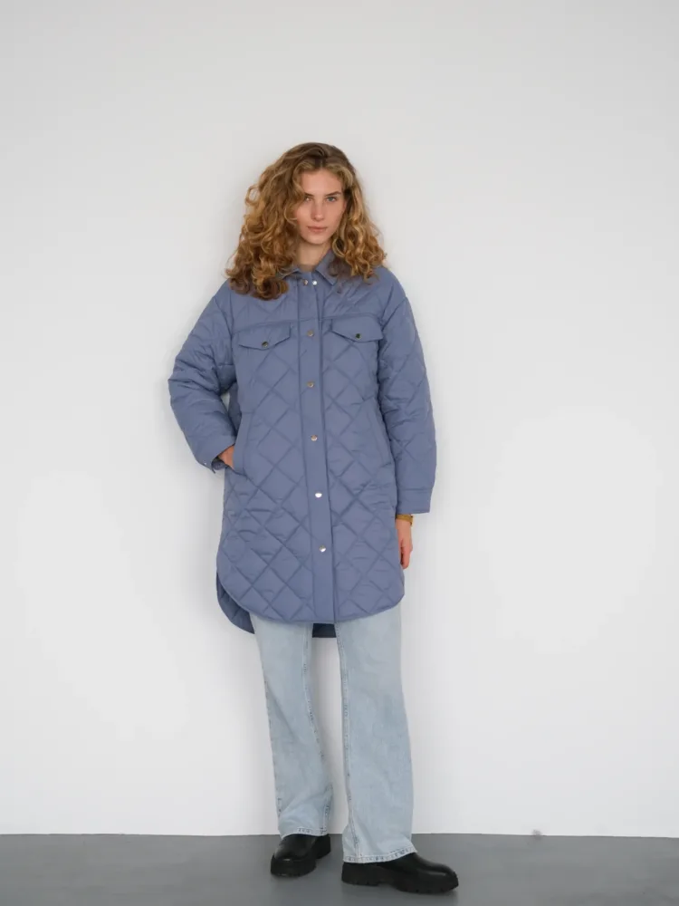 Пальто-сорочка блакитного кольору