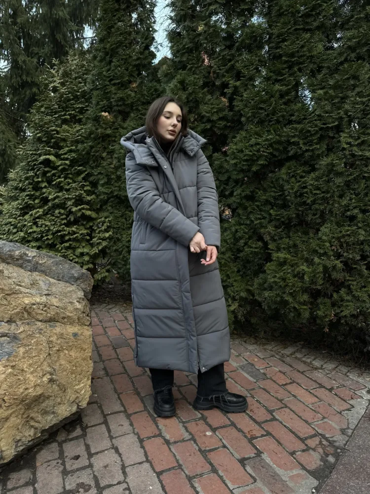 Пуховик мод. 089 сірого кольору