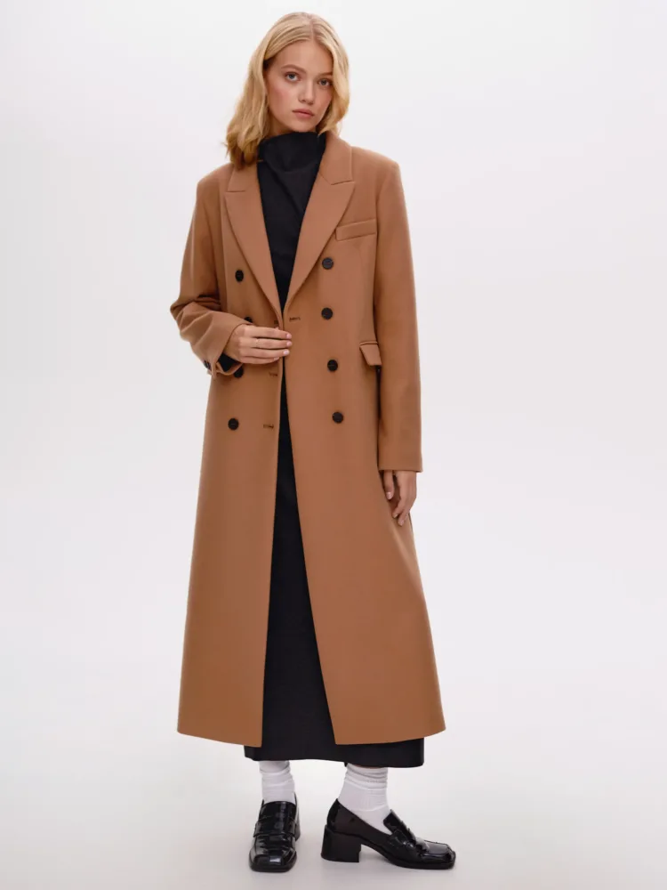 Пальто мод. 008 з 10% кашеміру кольору кемел