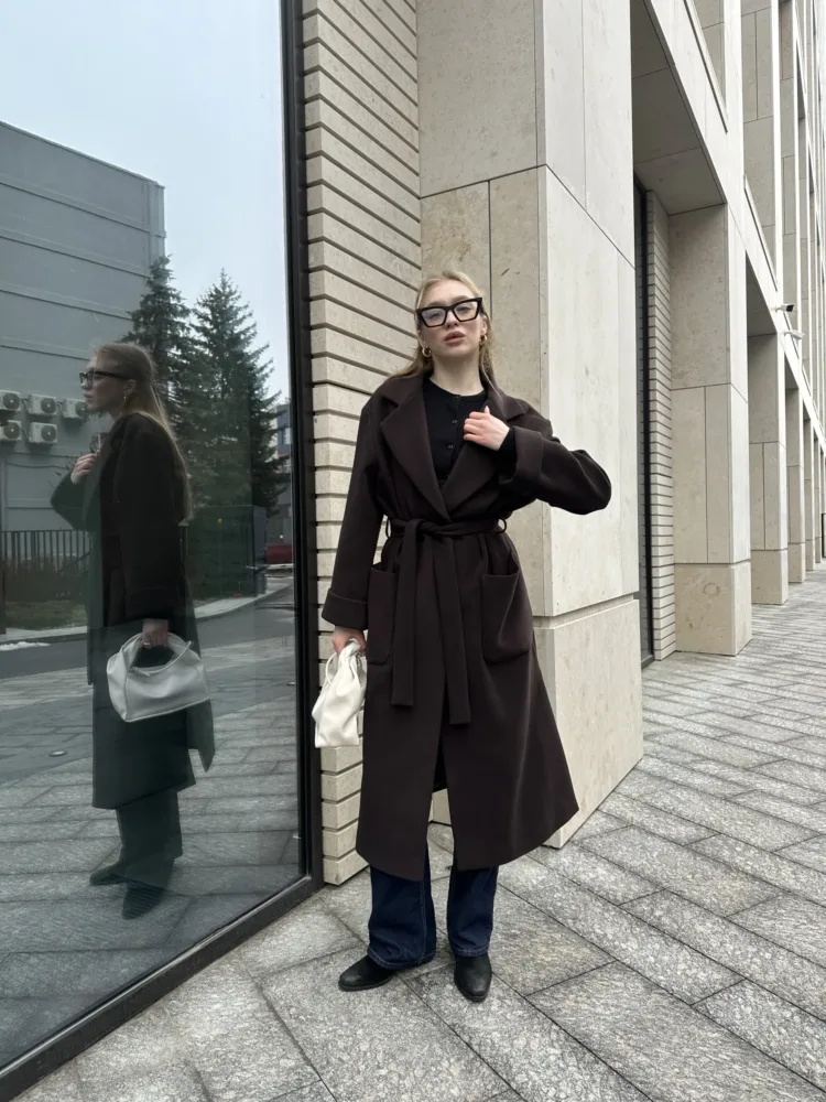 Пальто Грейс кольору темний шоколад