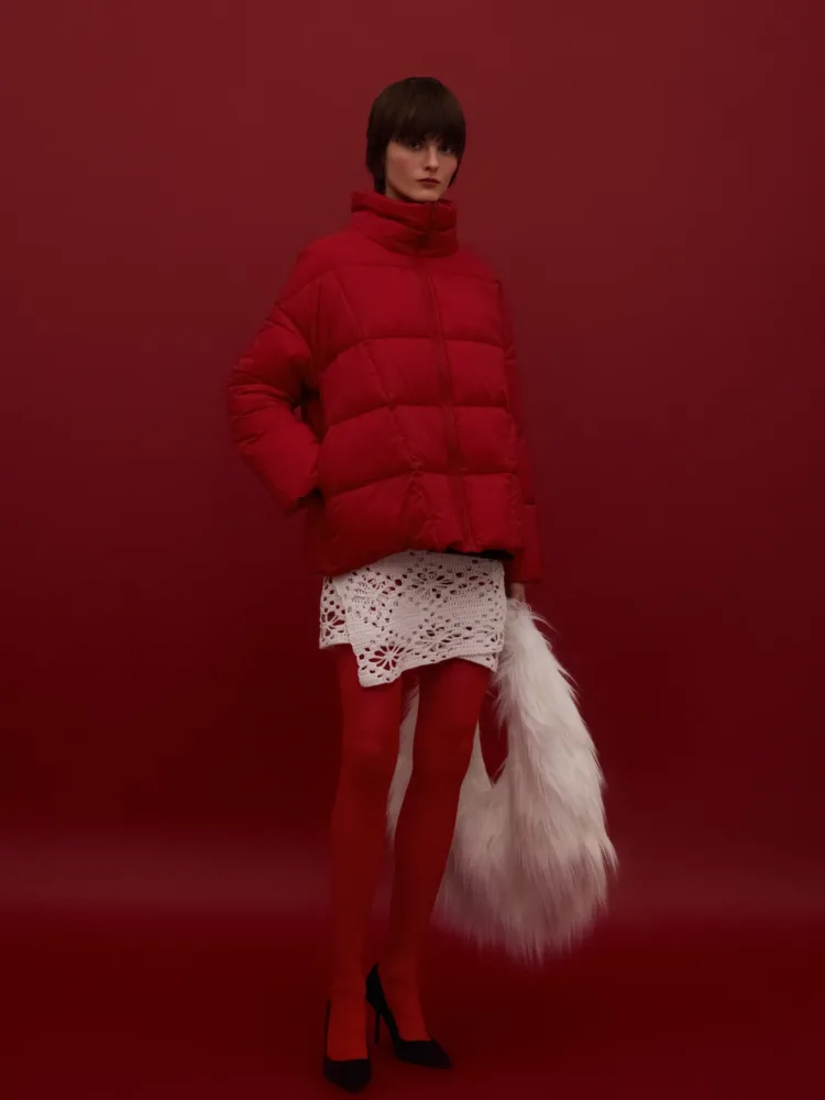 Куртка зимова Boucle мод. B025 з наповнювачем з біопуху червоного кольору