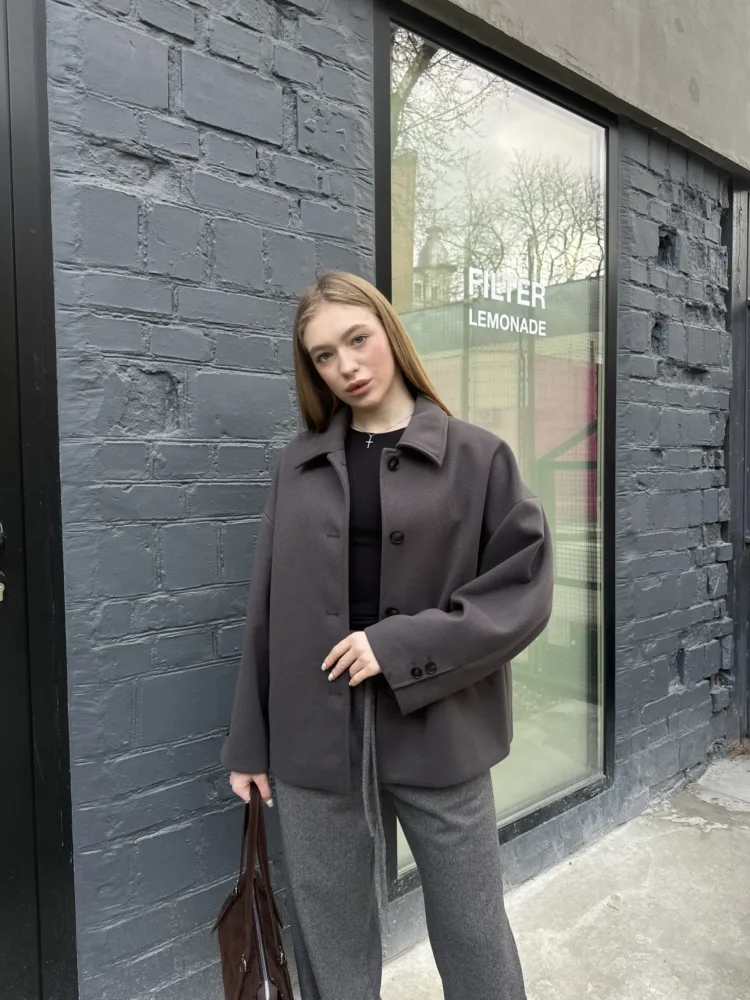 Куртка Season мод. 018 колекції 2025 з вовни графітового кольору