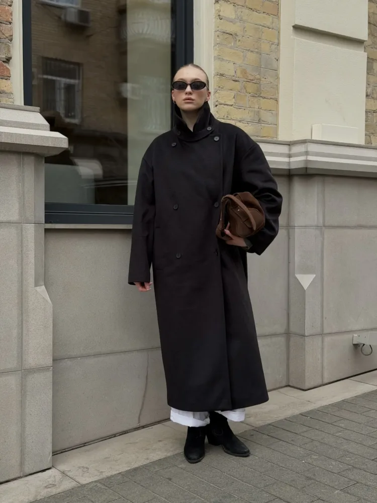 Пальто Season мод. 0211 з напіввовни чорного кольору