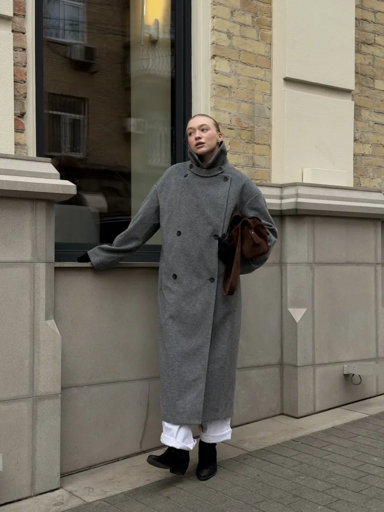 Пальто Season мод. 0211 з напіввовни сірого кольору