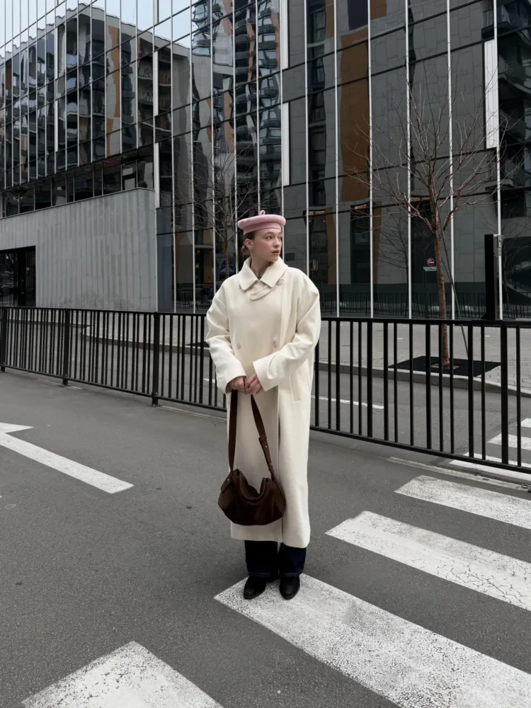 Пальто Season мод. 0211 з напіввовни молочного кольору