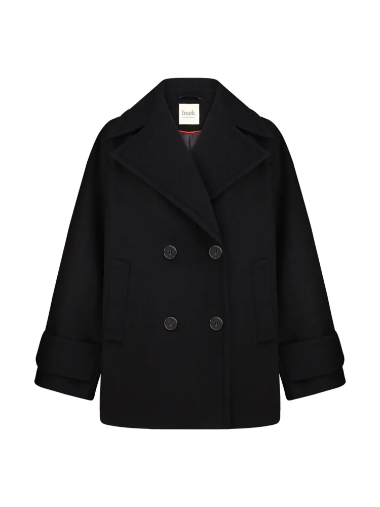 Пальто Boucle коротке двобортне мод. 003 чорного кольору