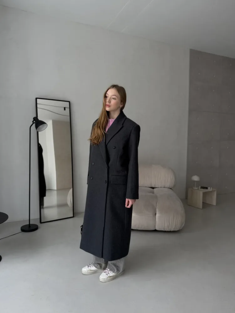 Пальто Boucle мод. B090 сірого кольору зі 100% вовни