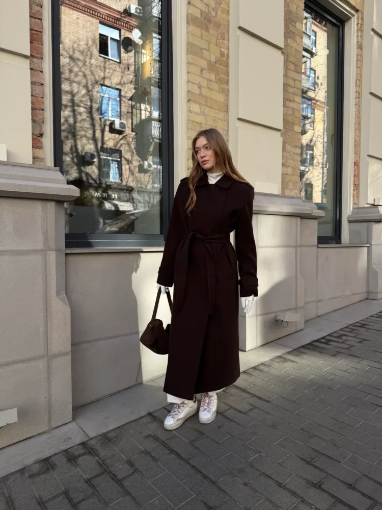 Пальто-тренч Boucle «Cadence» мод. В0911 коричневого кольору