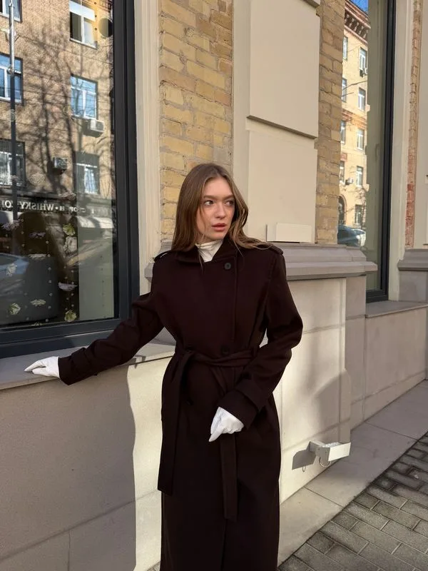 Пальто-тренч Boucle «Cadence» мод. В0911 коричневого кольору